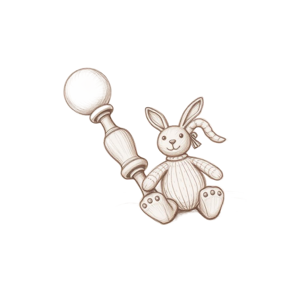 Pencil sketch of a wooden rattle